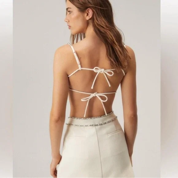 SET Nasty Gal White premium Embellished Crop and shorts bedazzled - Picture 2 of 3